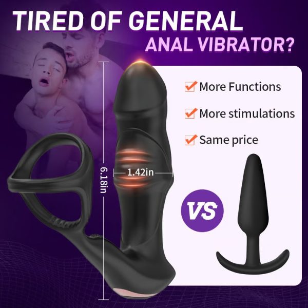 KINKLOVE Playboy 9 Wiggling Swaying Vibrating Cock Ring Anal Dildo