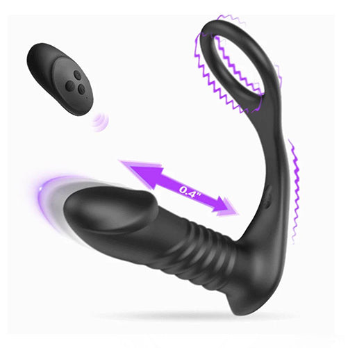 KINKLOVE Zeus 10 Vibration 3 Thrusting Penis Ring Anal Sphincter Toy