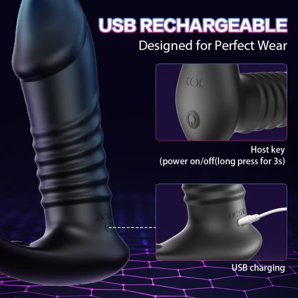 KINKLOVE Zeus 10 Vibration 3 Thrusting Penis Ring Anal Sphincter Toy