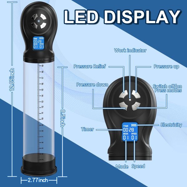 Electric Penis Vacuum Pump with 6 Suction Modes and LED Display