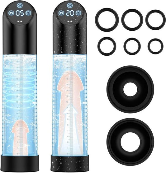 IPX7 Waterproof 2-in-1 Penis Pump abd Cockring Set