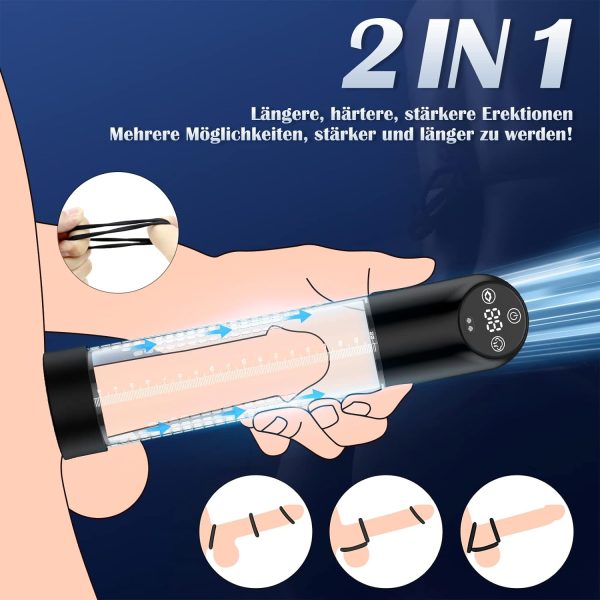 IPX7 Waterproof 2-in-1 Penis Pump abd Cockring Set