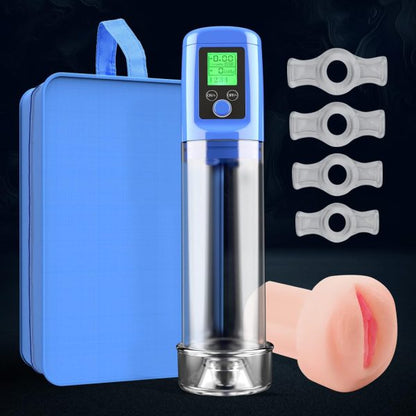 Male Sex Toy Kit: Automatic Penis Pump with 4 Cock Rings Pocket Pussy and Lubricant