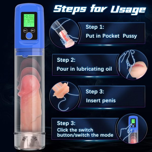 Male Sex Toy Kit: Automatic Penis Pump with 4 Cock Rings Pocket Pussy and Lubricant