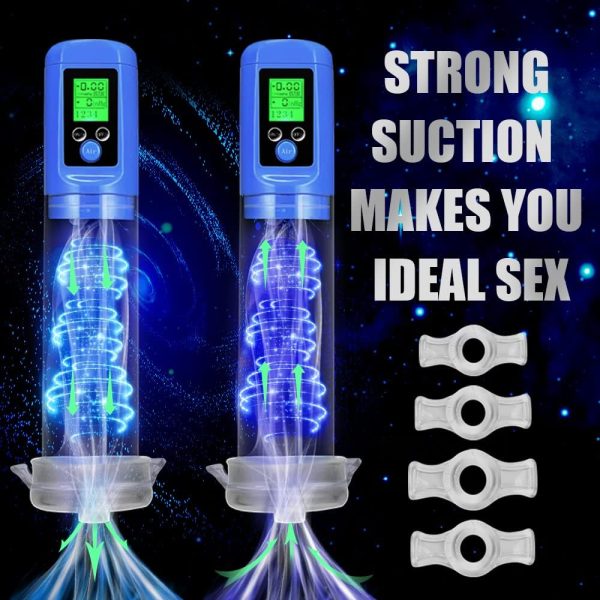 Male Sex Toy Kit: Automatic Penis Pump with 4 Cock Rings Pocket Pussy and Lubricant