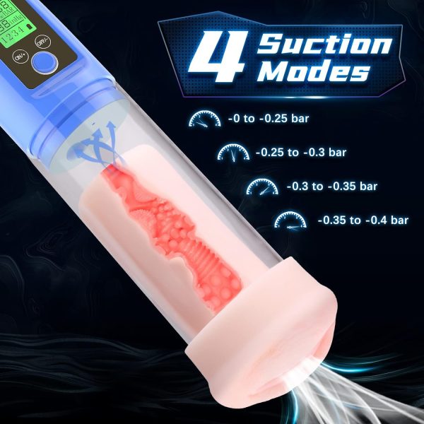 Male Sex Toy Kit: Automatic Penis Pump with 4 Cock Rings Pocket Pussy and Lubricant