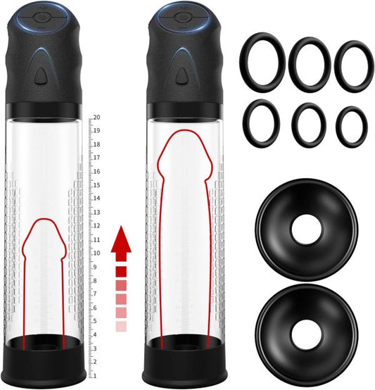3D Textured Penis Enlarger with 4 Suction Intensities USB Rechargeable Waterproof Silicone Sleeve