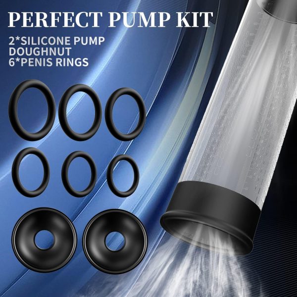 3D Textured Penis Enlarger with 4 Suction Intensities USB Rechargeable Waterproof Silicone Sleeve