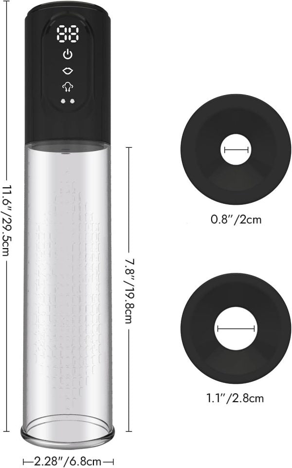 Waterproof Penis Vacuum Pump 3 Strengths 3 Cycles One-Button Controls