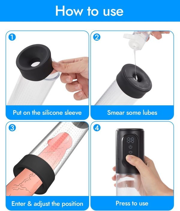 Waterproof Penis Vacuum Pump 3 Strengths 3 Cycles One-Button Controls