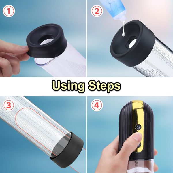 Penis Erection Trainer Pump 4 Intensities Transparent Scale Detachable Design 6 Bonus Rings