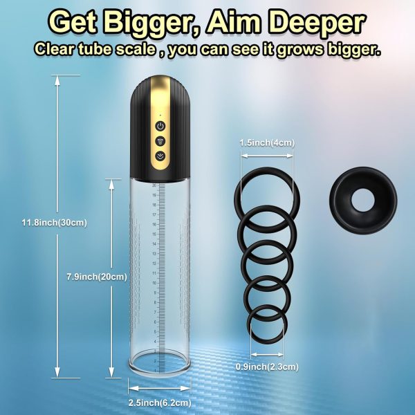 Penis Erection Trainer Pump 4 Intensities Transparent Scale Detachable Design 6 Bonus Rings