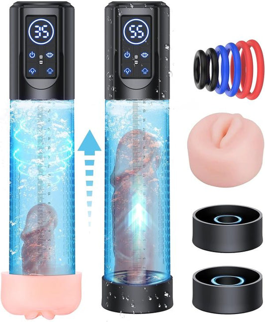 3-in-1 Water Electric Penis Pump IPX7 Waterproof 12 Smart Training Mode