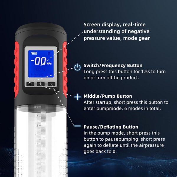 Scientific Penis Enhancer Pump 6 Suction Intensities LCD Display