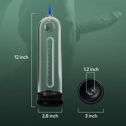 Manual Penis Vacuum Pump with Magnifier Pistol Grip Pressure Gauge Transparent Measured Cylinder