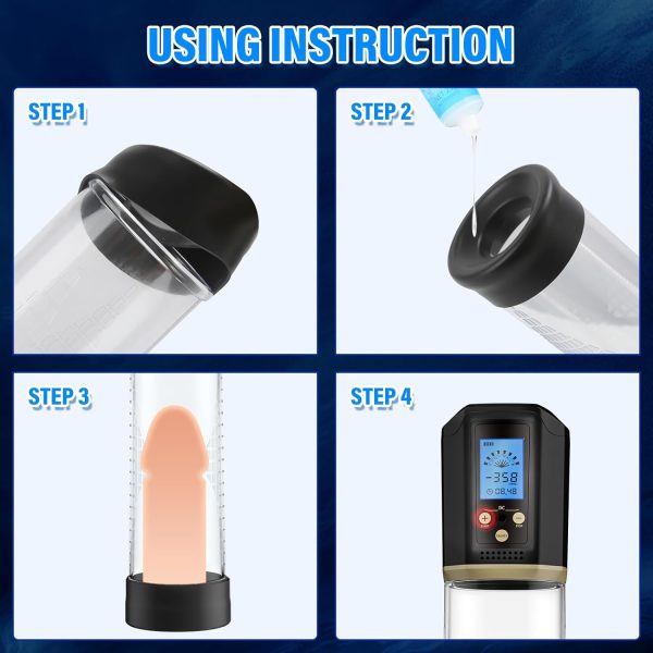Rechargeable Electric Penis Pump 8 Powerful Suction Modes 3 Silicone Sleeves
