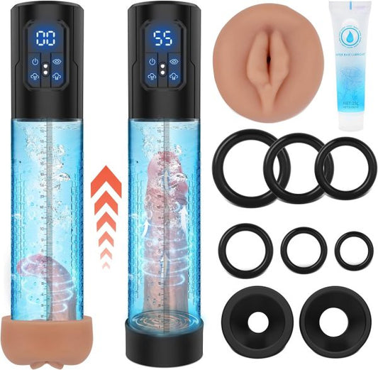 2-in-1 Penis Pump and Automatic Masturbator 4 Training Modes 3 Suction Intensities