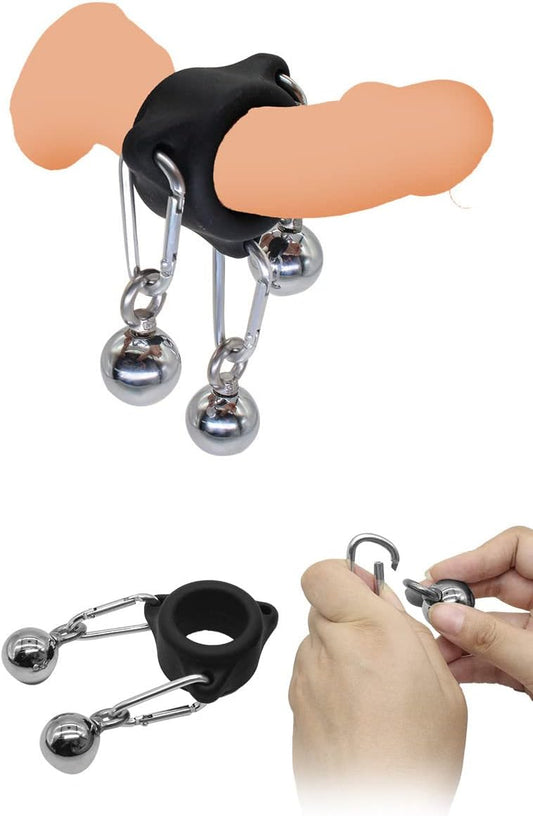 Adjustable Silicone & Metal Penis Weight Training Ring Boosts Durability