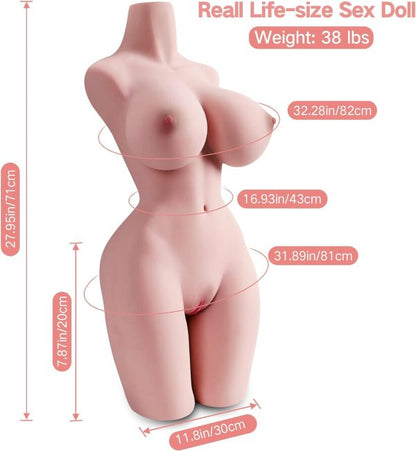 Huge Tits Sex Doll Torso with 3D Vagina Anal 38LB