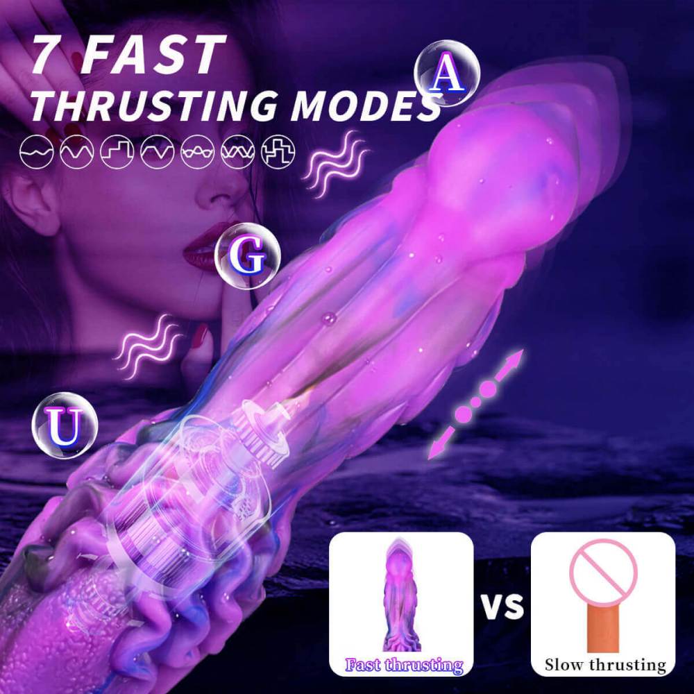 Poke Monster Dildo with 10 powerful vibration 7 thrusting  9.45 inches