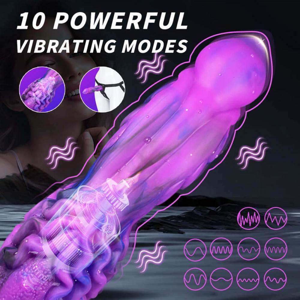 Poke Monster Dildo with 10 powerful vibration 7 thrusting  9.45 inches