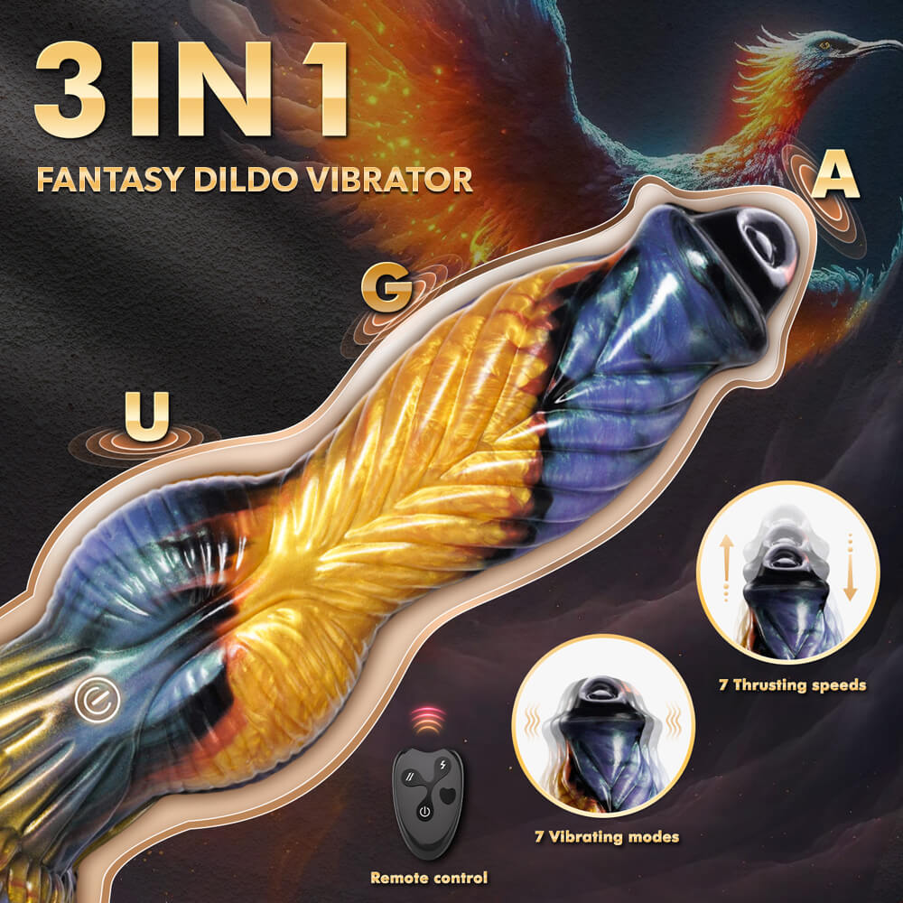 Phoenix II Thrusting Vibrating Knot Monster Dildo with Remote 10.2 Inch