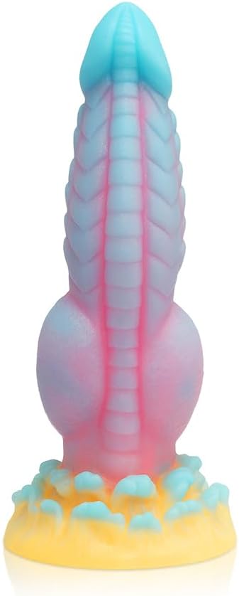 Ribbed Silicone Fantasy Monster Dildo with Suction Cup 8.5"