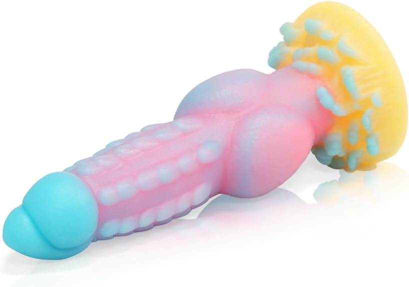 Ribbed Silicone Fantasy Monster Dildo with Suction Cup 8.5"