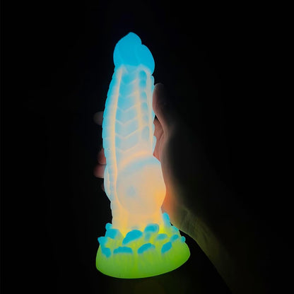 Ribbed Silicone Fantasy Monster Dildo with Suction Cup 8.5"