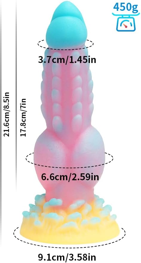 Ribbed Silicone Fantasy Monster Dildo with Suction Cup 8.5"