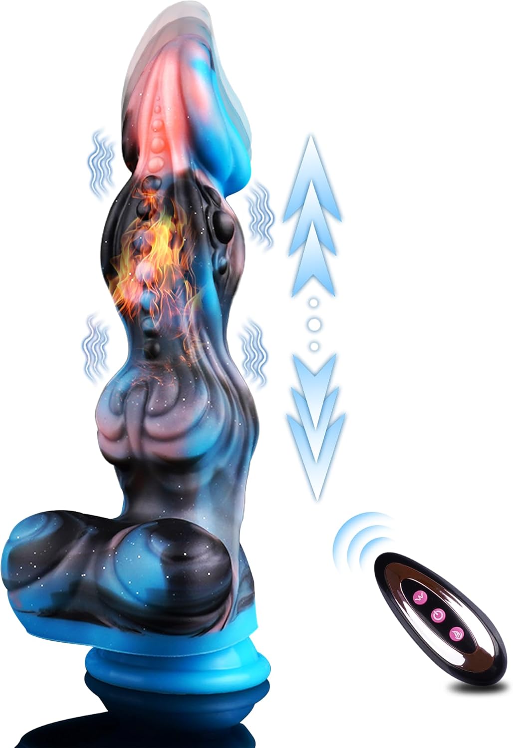 Thrusting Vibrating Heating Monster Dildo with Suction Cup 9.72"