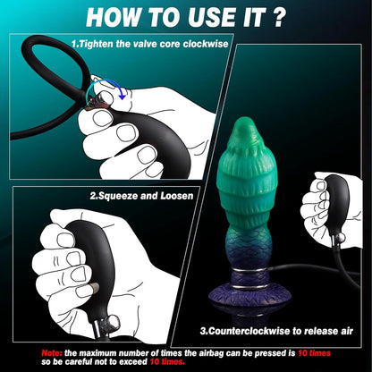Monster Dildo Inflatable Fantasy Dildo with Adjustable Thickness