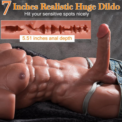 Male Sex Dollwith 7 Inches Flexible Huge Cock Penis G-spot Anal Clitoral Stimulation 26 LB