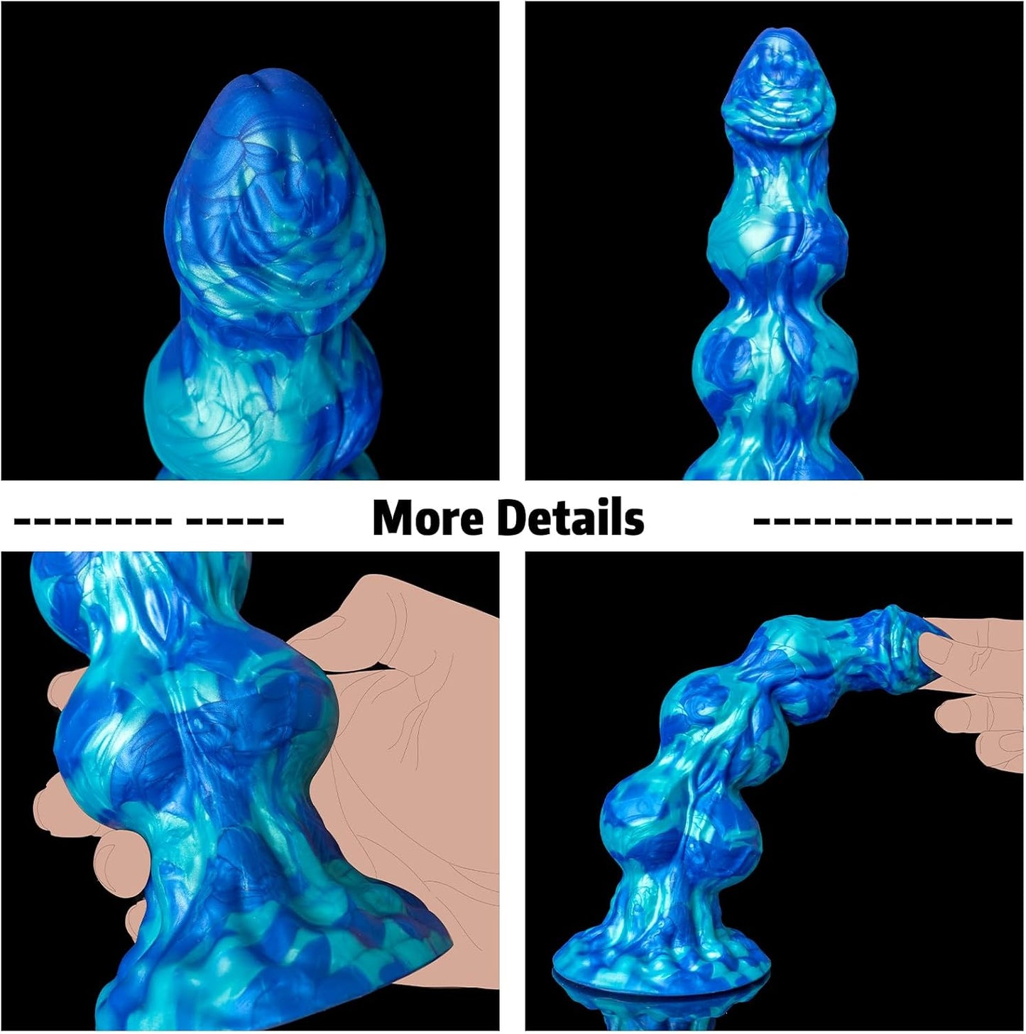 10" Big Alien Girthy Horse Dragon Anal Dildo with 3 Knots