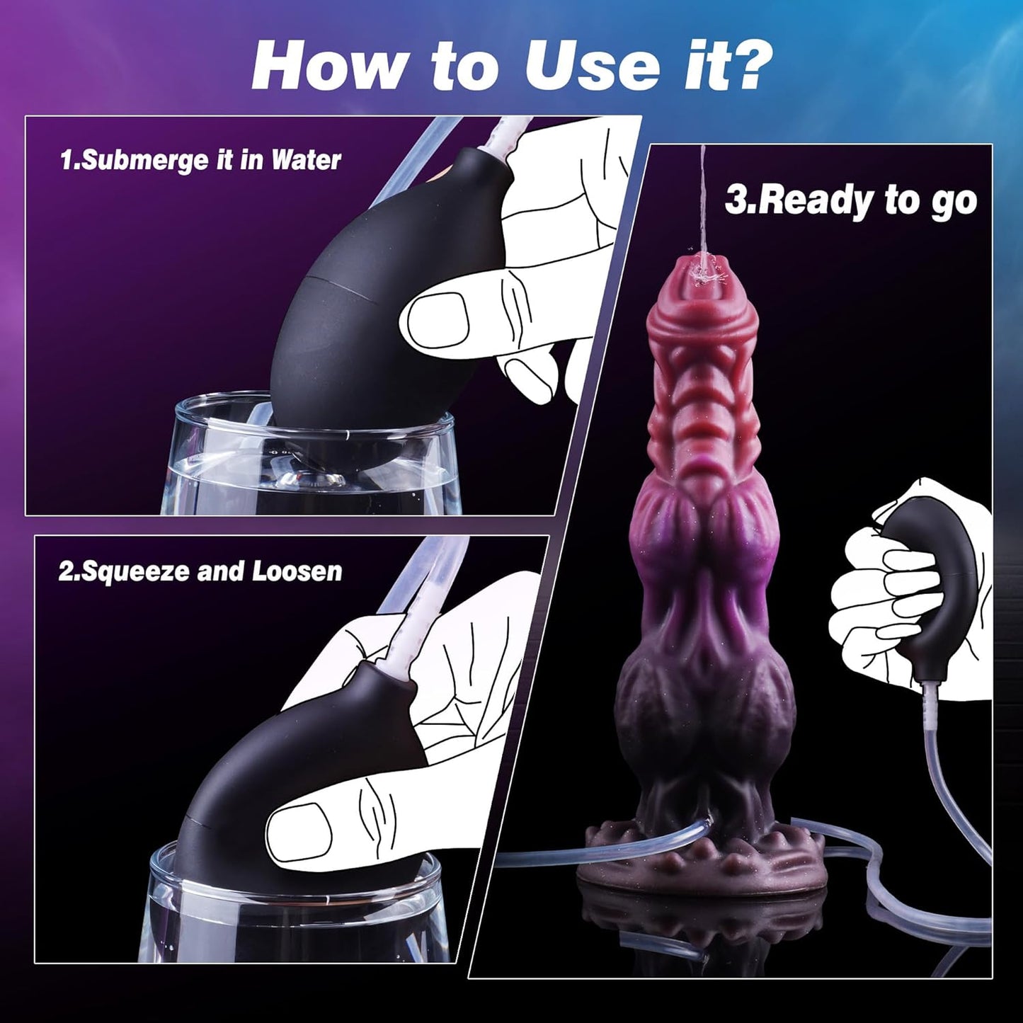 9.6" Monster Squirting Dildo with 2 Big Knots Ejaculating Toy
