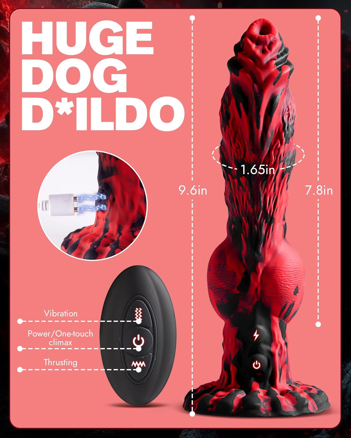Remote Control Thrusting Dildo Monster Fantasy Vibrator 9.6"