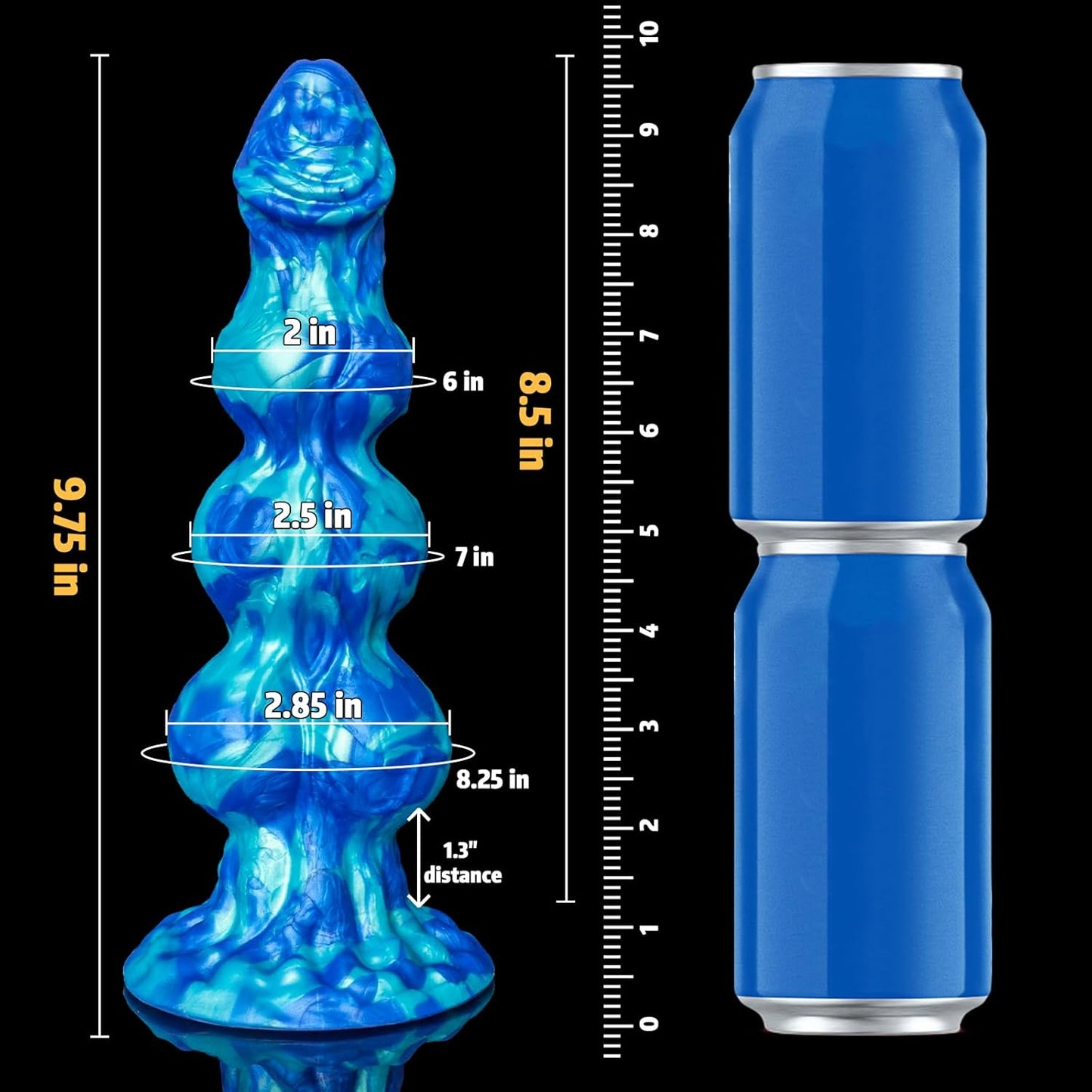 10" Big Alien Girthy Horse Dragon Anal Dildo with 3 Knots