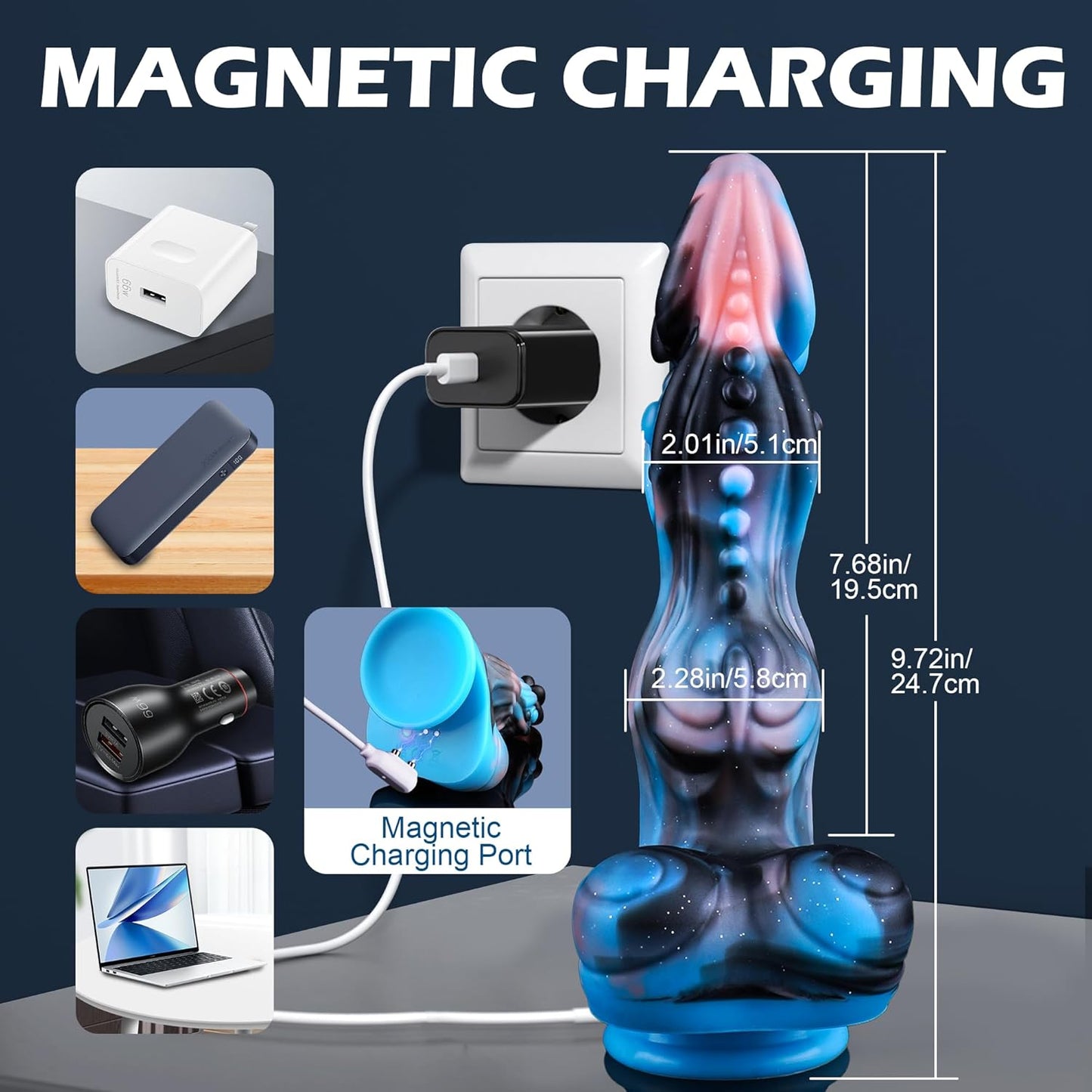 Thrusting Vibrating Heating Monster Dildo with Suction Cup 9.72"