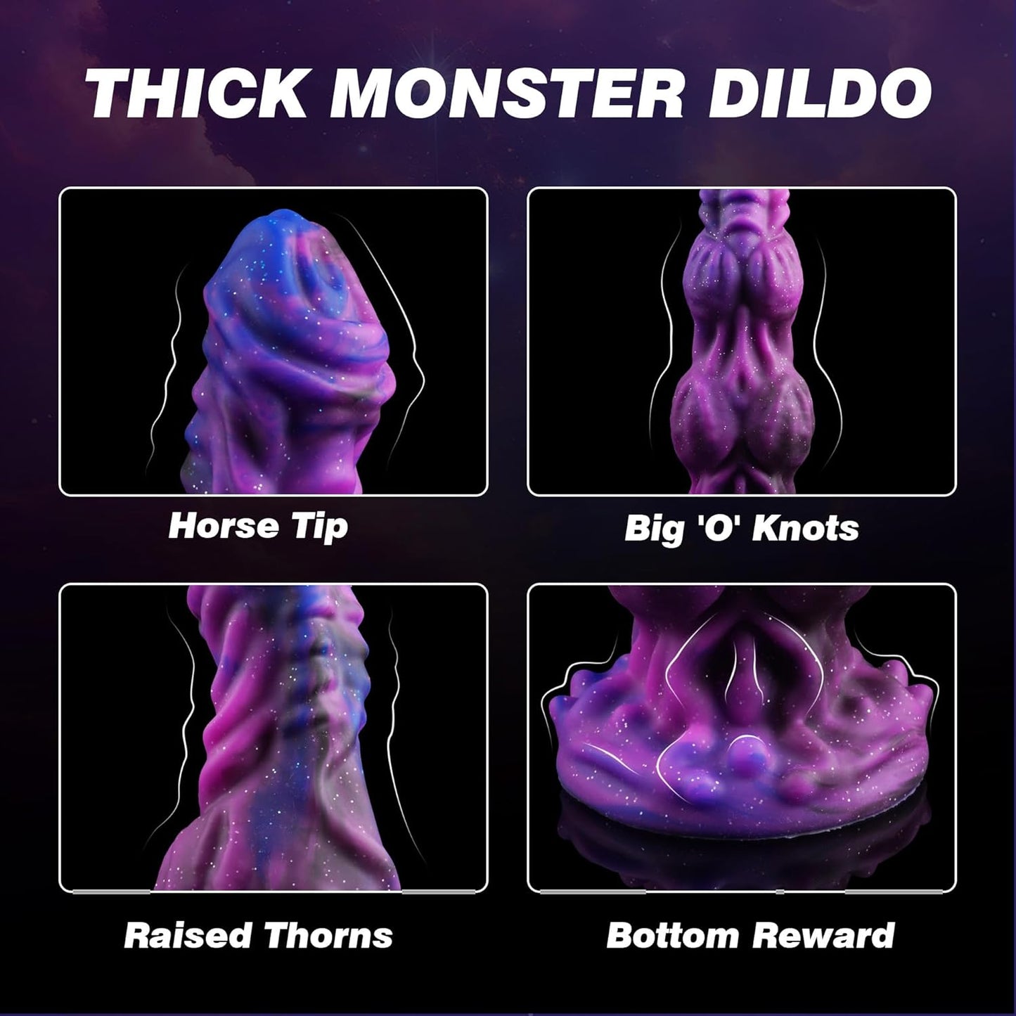 Color Mixed Thick Huge Knot Dragon Dildo 9.6"