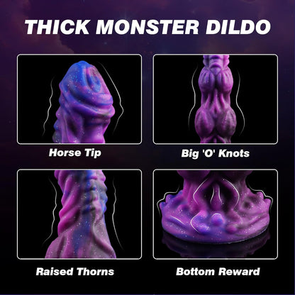 Color Mixed Thick Huge Knot Dragon Dildo 9.6"