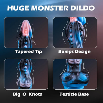 Thrusting Vibrating Heating Monster Dildo with Suction Cup 9.72"