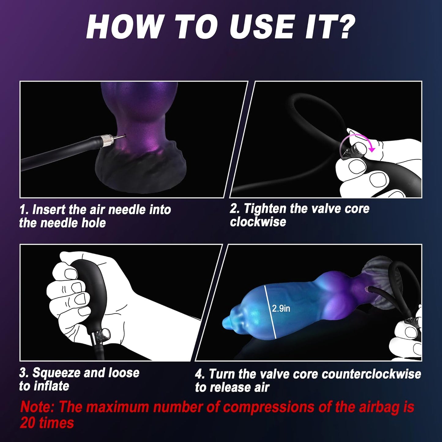 Inflatable Big Thick Anal Prostate Training Monster Dildos 8.15inch