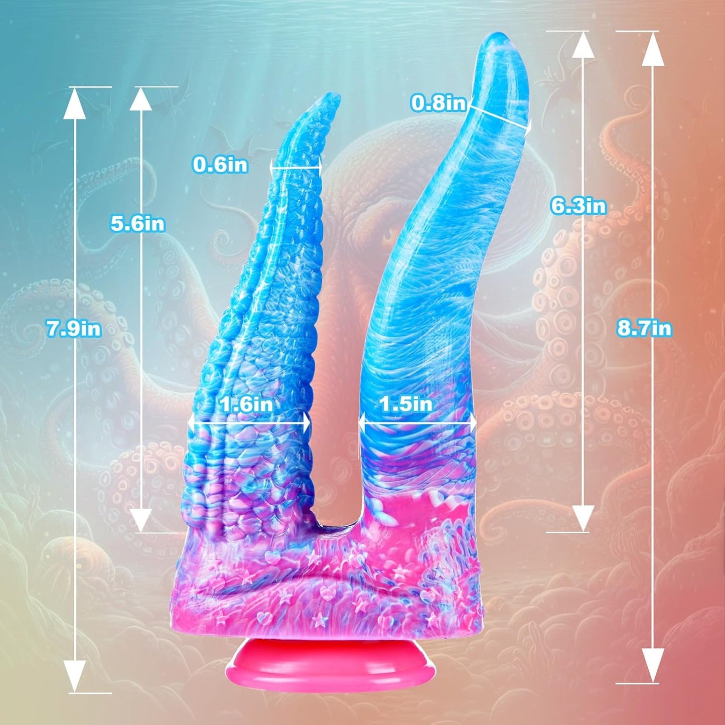 Big Monster Double Sided Realistic Large Dildos with Tongue 8"