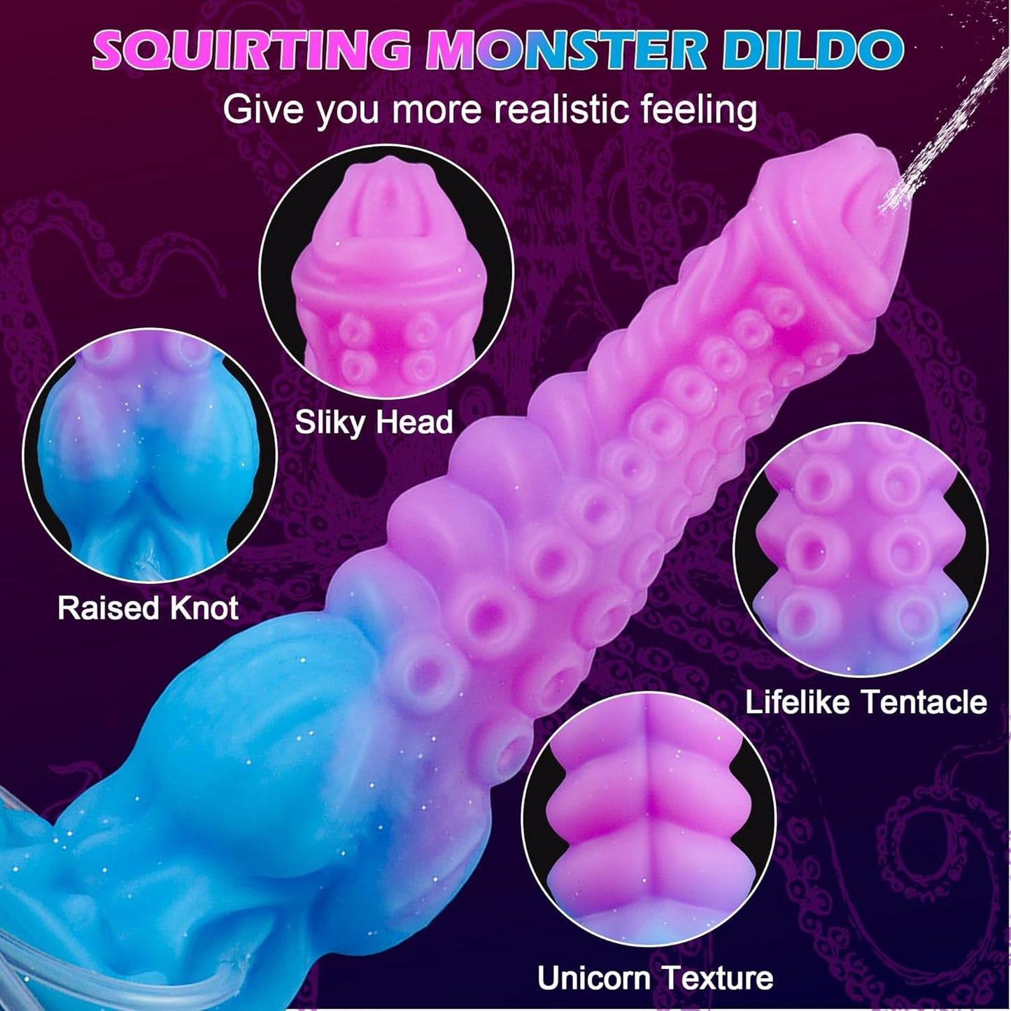 Passionate Squirting Tentacle Huge Knotted Dragon Dildo 10 inch