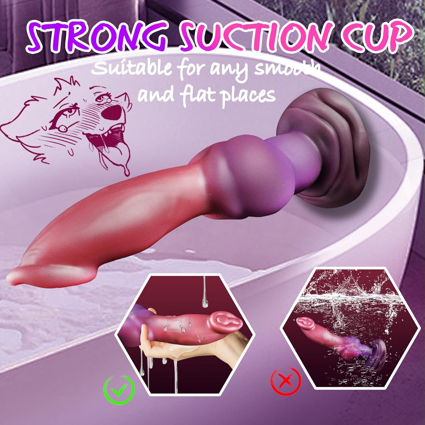 Thrusting Vibrating Monster Dildo with Strong Suction Cup 9.8"