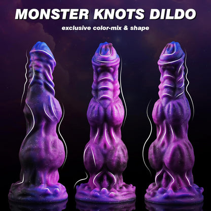 Color Mixed Thick Huge Knot Dragon Dildo 9.6"