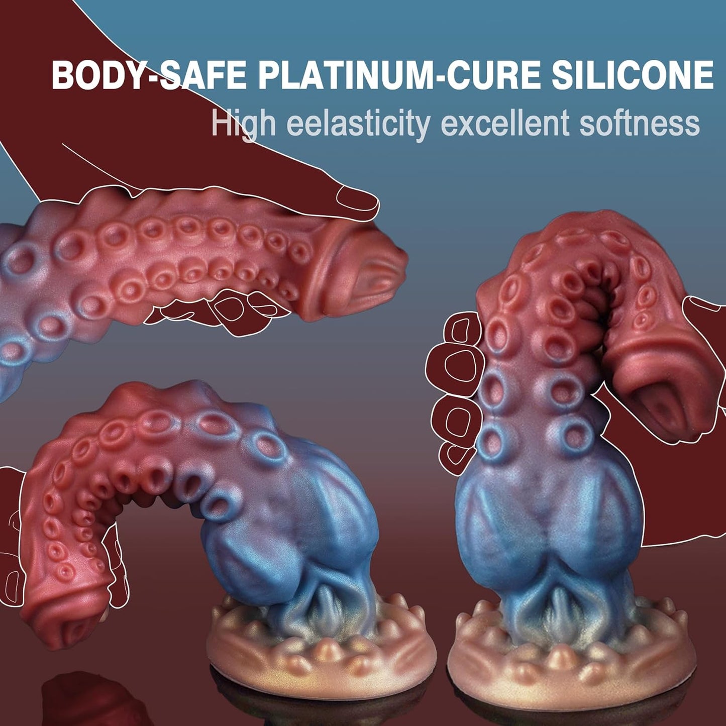 9.7in Huge Octopus Monster Dildo with Thick Anal Knot