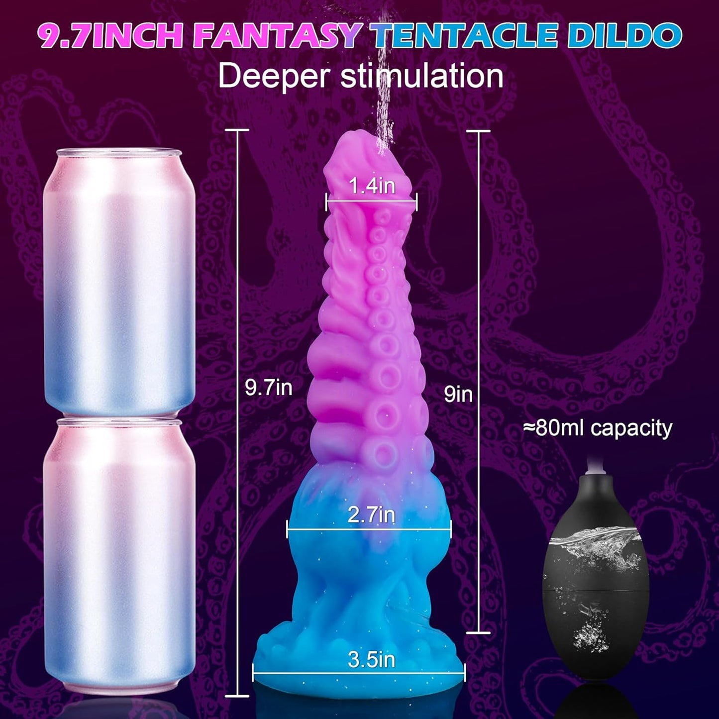 Passionate Squirting Tentacle Huge Knotted Dragon Dildo 10 inch