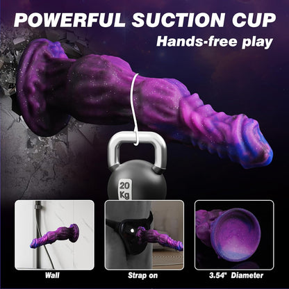 Color Mixed Thick Huge Knot Dragon Dildo 9.6"