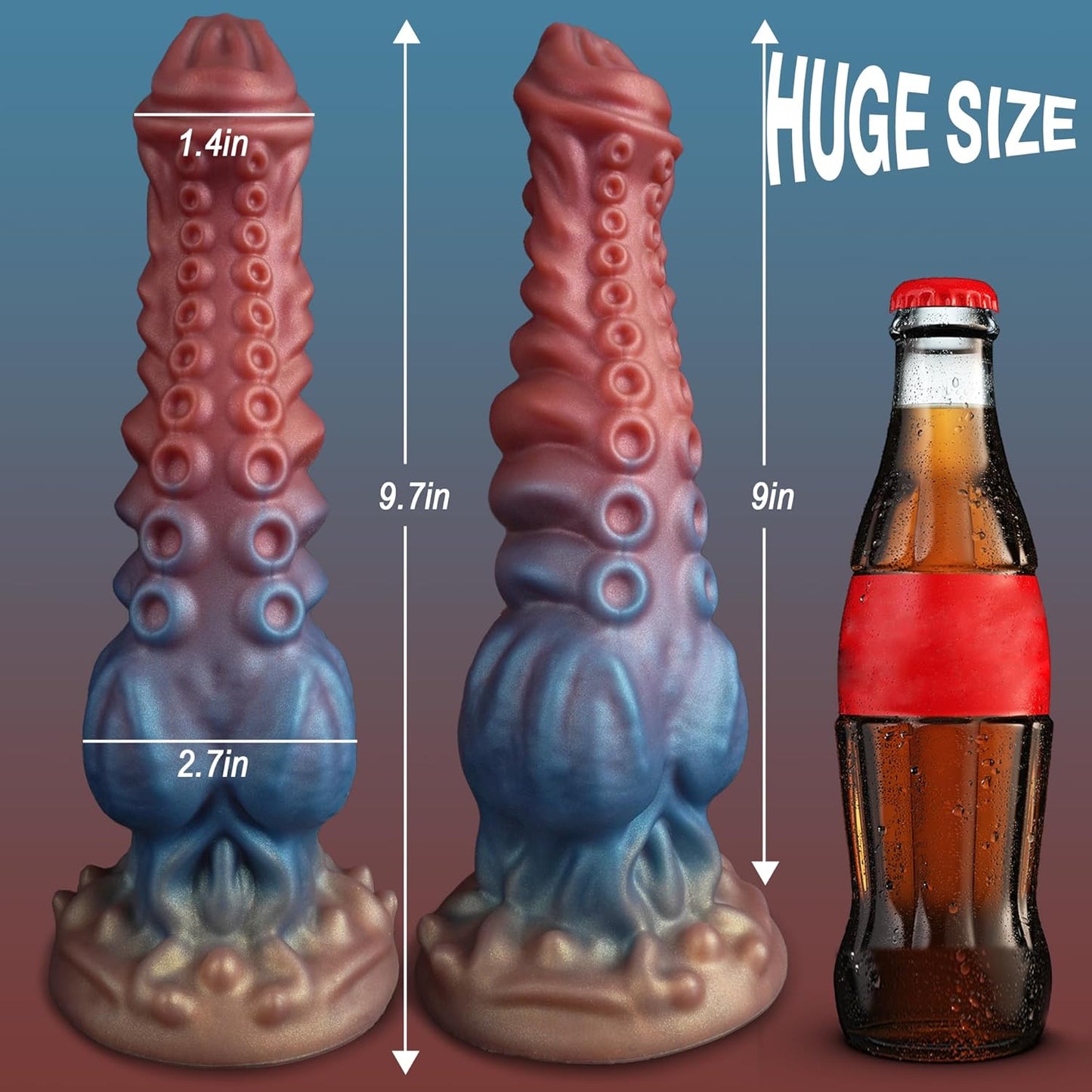 9.7in Huge Octopus Monster Dildo with Thick Anal Knot